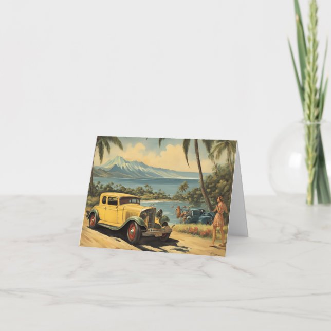 Carte Style vintage Hawaiian Travel Honolulu Mid-Pacific (Devant)