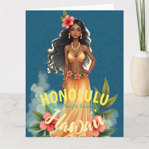 Carte Style vintage Hawaiian Travel Honolulu Mid-Pacific