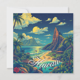 Carte Style vintage Hawaiian Travel Honolulu Mid-Pacific