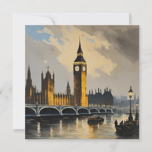 Carte Style vintage Londres Voyager Big Ben Parlement (Devant)