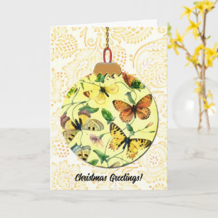 Carte Style vintage Papillon Art ornemental de Noël