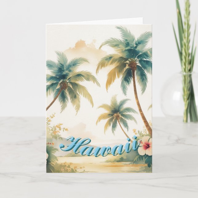 Carte Style Vintage Voyage Hawaïen Honolulu (Devant)