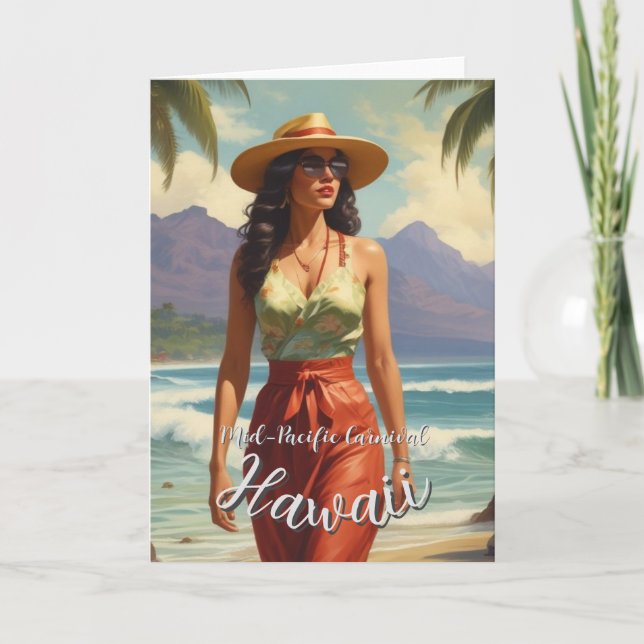 Carte Style Vintage Voyage Hawaïen Honolulu Mid-Pacifiqu (Devant)