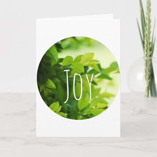Carte Stylée Feuilles Vertes Minimalisme Joie Est  (Devant)