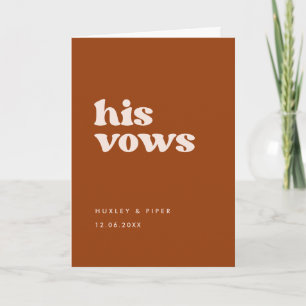 Carte Stylish rétro Burnt Orange Ses voeux mariage vows