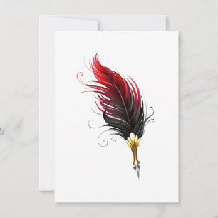 Carte Stylo rouge en plumes avec nib or