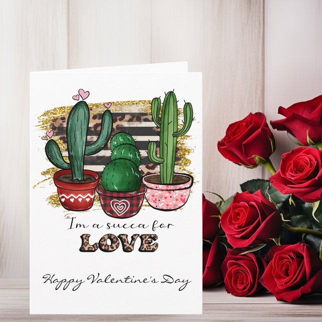 Carte Succa for Love Cactus Succulent Saint-Valentin (Créateur téléchargé)