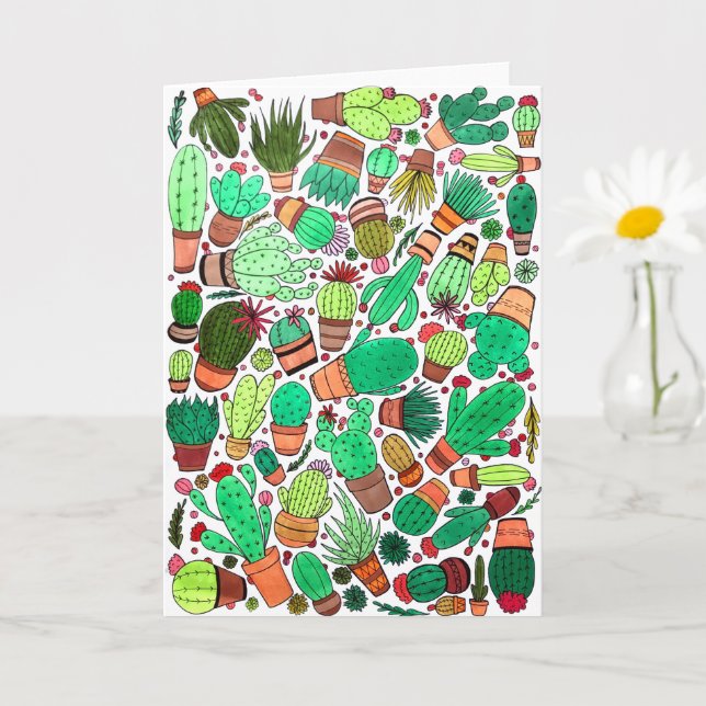 Carte Succulent Cactus Pots Plante Vert Cactus Jardin (Petite plante)