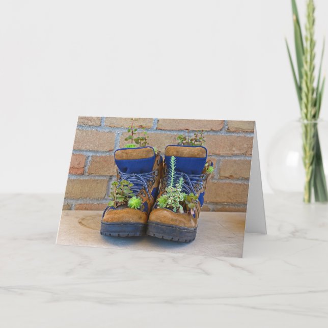 Carte Succulents dans les bottes d'anniversaire (Devant)