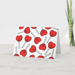 Carte Sucettes rouges, sucettes en forme de cœur, motif