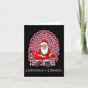 Carte Sucre de canne du Père Noël Trône Noël Garçons Fil