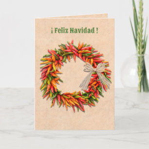 Carte Sud-ouest du Chili Wreath Feliz Navidad Christmas