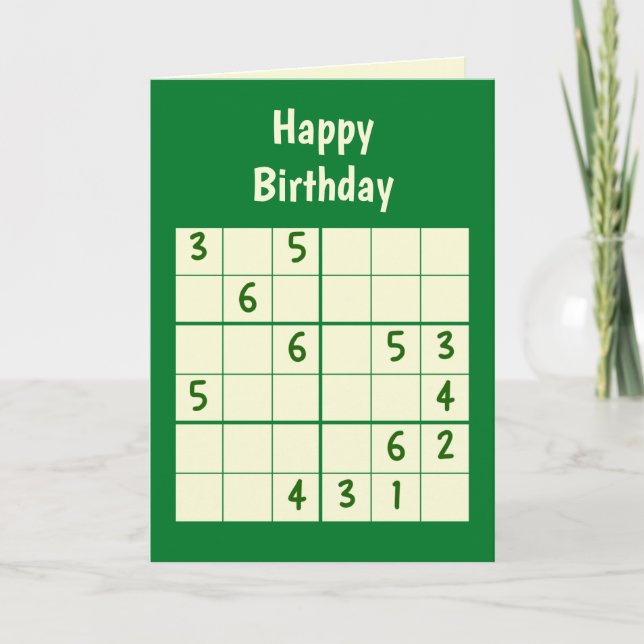Carte Sudoku Puzzle 6x6 Anniversaire (Devant)