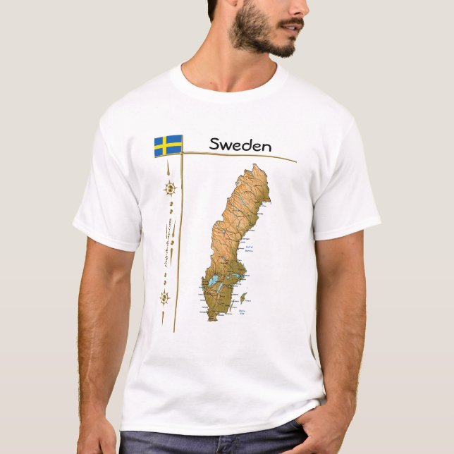 Carte Suède + Indicateur + Titre T-shirt (Devant)