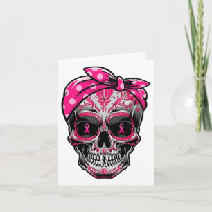 Carte Sugar Skull Cancer du sein Sensibilisation Pink Ri