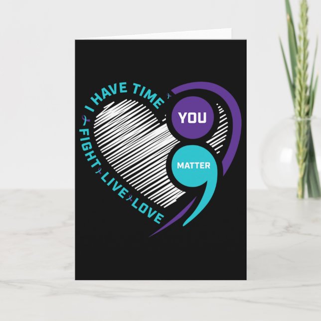 Carte Suicide Awareness Prevention Heart Semi Colon You  (Devant)