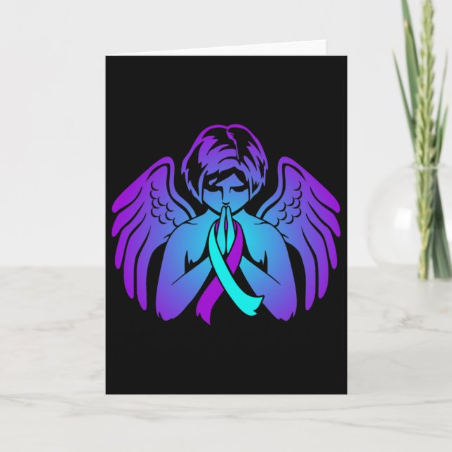 Carte Suicide Awareness Wings Angel Ribbon Happy Support (Devant)