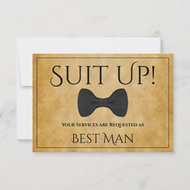 Carte Suit Be My Best Man Faux Parchment Card (Devant)