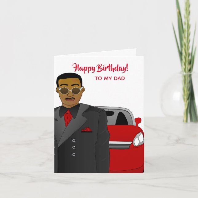 Carte Suit papa afro-américain, Cravate, Anniversaire (Devant)