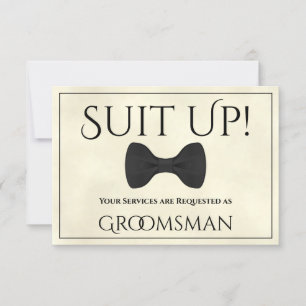 Carte Suit Up Be My Groomsman Marbled Ivory or Cream