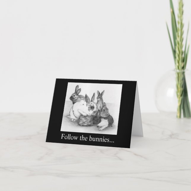 Carte Suivez les lapins de Pâques, ils ont le chocolat (Devant)