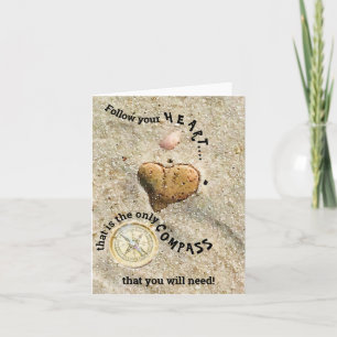 Carte Suivez votre coeur seulement boussole vous avez be