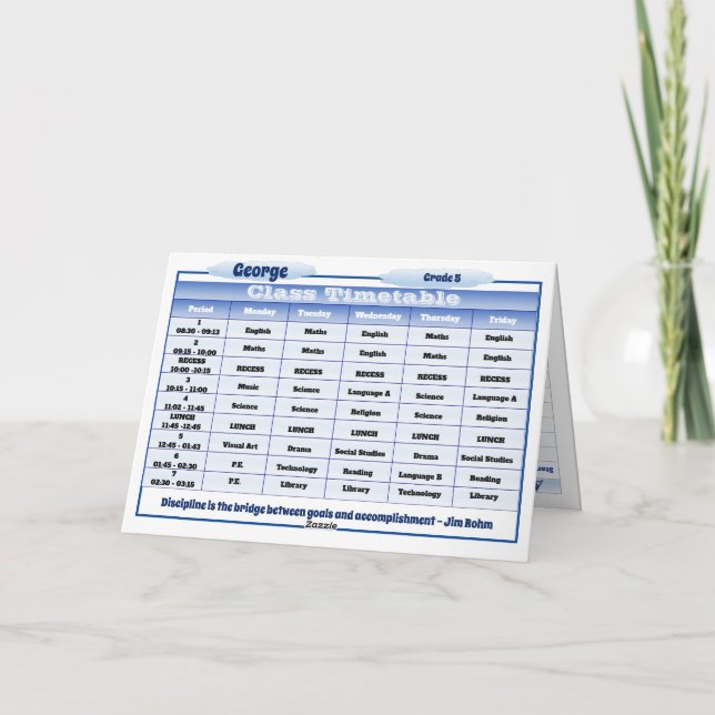 Carte Suivi des examens d'affectation des horaires de cl (Dos)