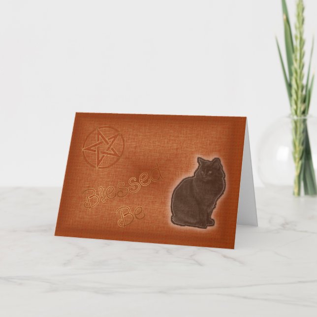 Carte Summer Solstice Pagan Pentagram Black Cat (Devant)