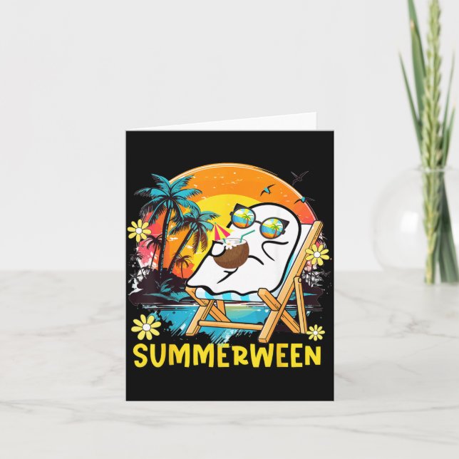 Carte Summerween Drôle Été Halloween Fantôme Été (Devant)