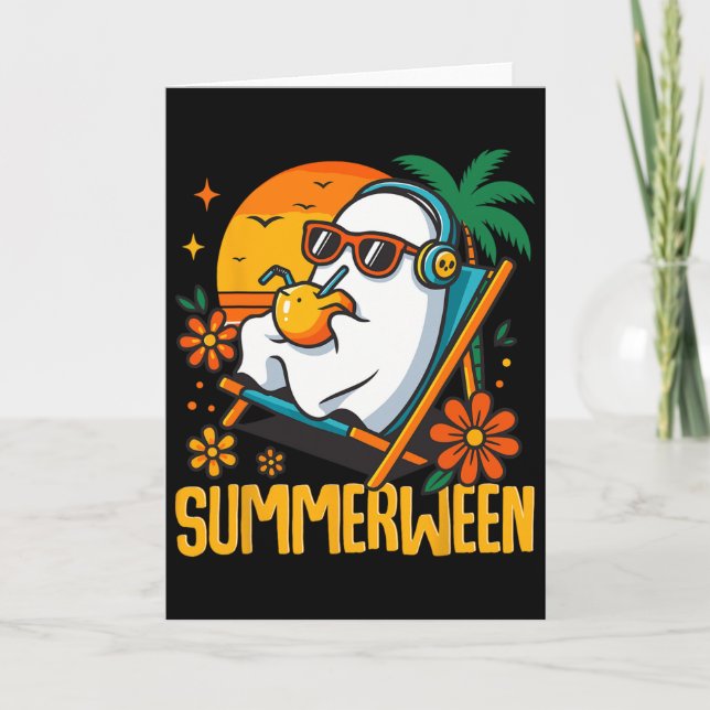 Carte Summerween Drôle Fantôme Halloween Summer Beach Vi (Devant)