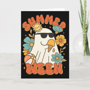 Carte Summerween Ghost Crème de glace mignonne drôle Hal