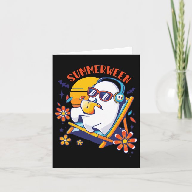 Carte Summerween mignon Fantôme d'été Éffrayant Hallowee (Devant)