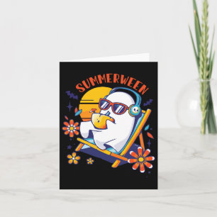 Carte Summerween mignon Fantôme d'été Éffrayant Hallowee