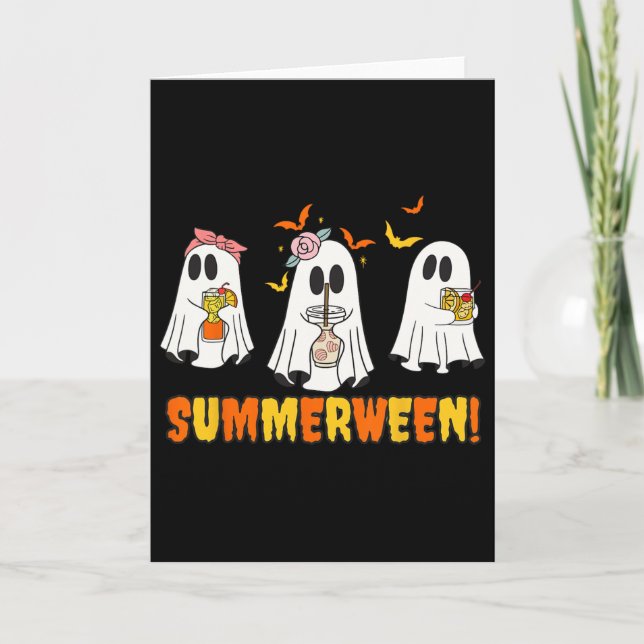 Carte Summerween Skeleton Ghost Beach Party Halloween Vi (Devant)