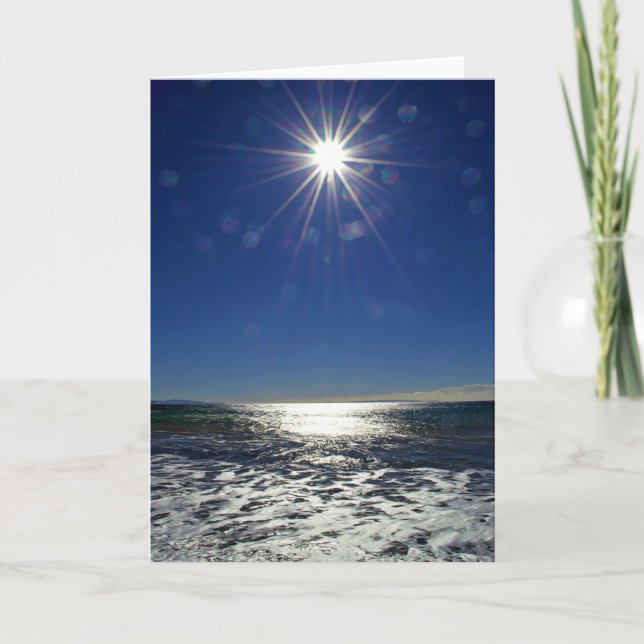 Carte Sun Star Bursting Over the Ocean Note Card (Devant)