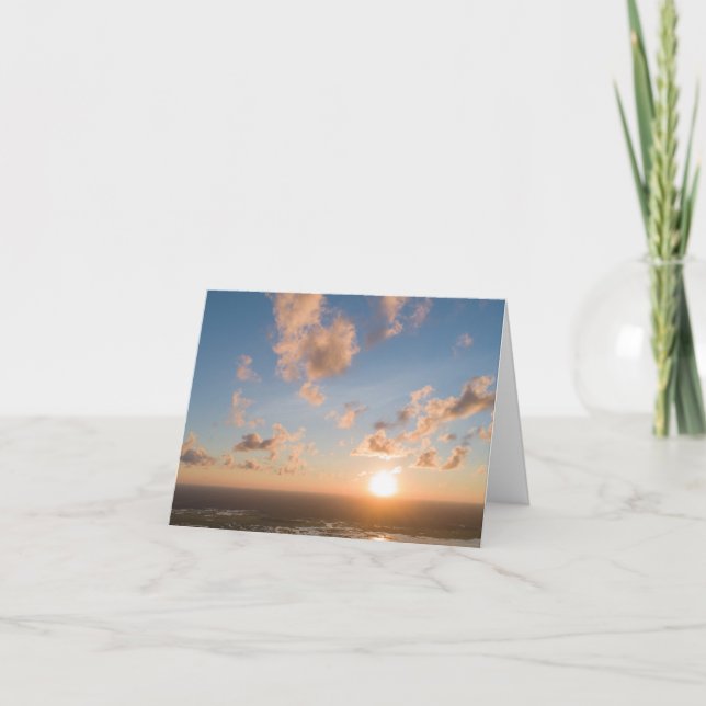 Carte Sunbeams, Sunrise, Ciel Bleu, Nuages Fluffy Image (Devant)