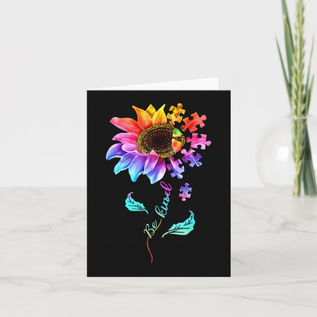 Carte Sunflower Be Kind Puzzle Piece Sensibilisation sur (Devant)