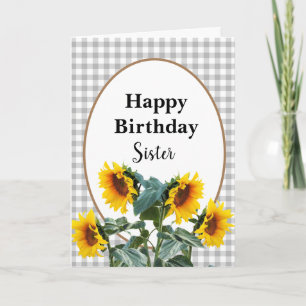 Carte Sunflower Bonne fête d'anniversaire soeur Floral S