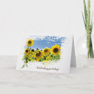 Carte Sunflower Field Birthday