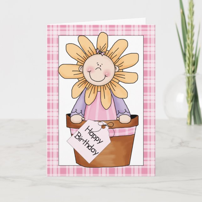 Carte Sunflower Kids (pot) Voeux d'anniversaire (Devant)