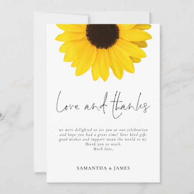 Carte Sunflower Mariage Love Thanks (Devant)