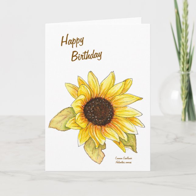 Carte Sunflower watercolor customizable greeting card (Devant)