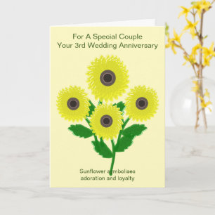 Carte Sunflowers 3e anniversaire Mariage personnalisé