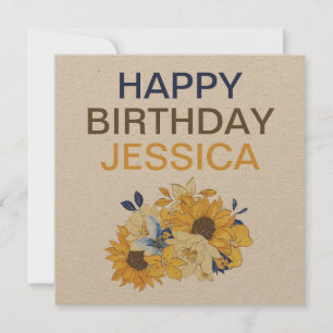 Carte Sunflowers Bouquet Feuille heureux Anniversaire No