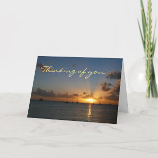 Carte Sunset avec voiliers "Penser à vous"