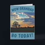 Carte Sunset Sky 80th Birthday Card pour Grand-père<br><div class="desc">Un beau ciel de coucher de soleil et un arbre d'hiver nu font une belle image pour cette carte de 80ème anniversaire pour Grand-père. Le texte peut facilement être personnalisé.</div>