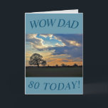 Carte Sunset Sky 80th Birthday Card pour papa<br><div class="desc">Un beau ciel de coucher de soleil et un arbre d'hiver nu font une belle image pour cette carte de 80ème anniversaire pour papa.  Le texte peut facilement être personnalisé.</div>