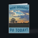 Carte Sunset Sky 90th Birthday Card pour Grand-père<br><div class="desc">Un beau ciel de coucher de soleil et un arbre d'hiver nu font une belle image pour cette carte de 90ème anniversaire pour Grand-père.  Le texte peut facilement être personnalisé.</div>