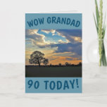 Carte Sunset Sky 90th Birthday Card pour Grand-père<br><div class="desc">Un beau ciel de coucher de soleil et un arbre d'hiver nu font une belle image pour cette carte de 90ème anniversaire pour Grand-père.  Le texte peut facilement être personnalisé.</div>