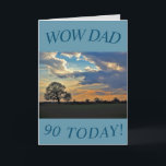 Carte Sunset Sky 90th Birthday Card pour papa<br><div class="desc">Un beau ciel de coucher de soleil et un arbre d'hiver nu font une belle image pour cette carte de 90ème anniversaire pour papa.  Le texte peut facilement être personnalisé.</div>